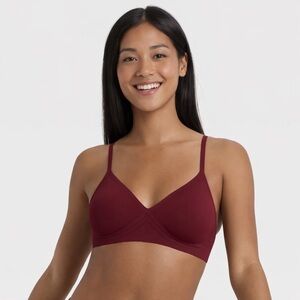 Auden Women's Luxury Collection Removeable Pad V-Neck Bralette Berry Red Size S
